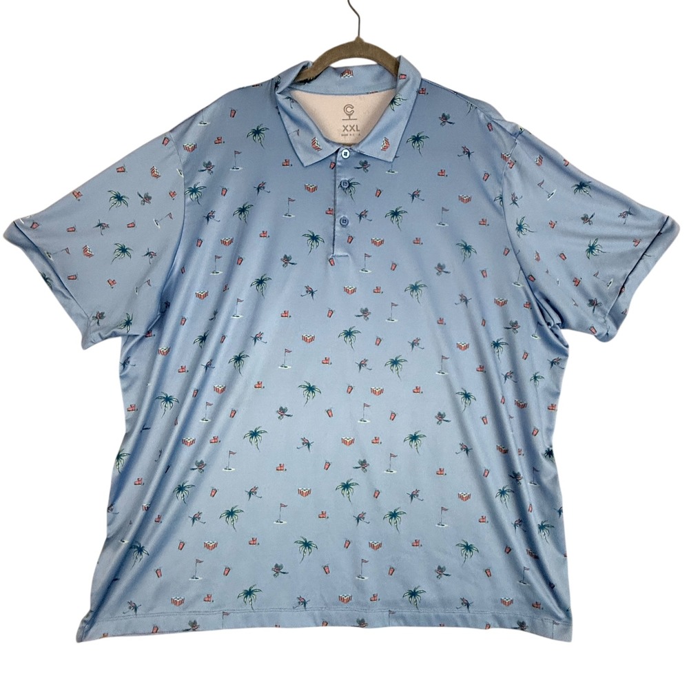 Caddy‎ Cart XXL Mens Performance Golf Polo Shirt Short Sleeve Palm Bolt Print